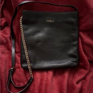 Furla “Julia” Black Pebbled Leather Crossbody Bag